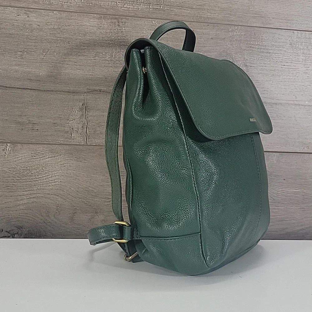 Fossil Green Leather Backpack Shoulder Bag